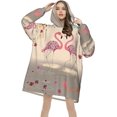 thumbnail image 4 of Flamingos And Flowers Print Oversized Blanket Hoodie, Wearable Blanket Adult For Women Men And Teenager, Super Soft Warm Flannel Fluffy Hooded Blankets Sweatshirt With Big Pocket, 4 of 8
