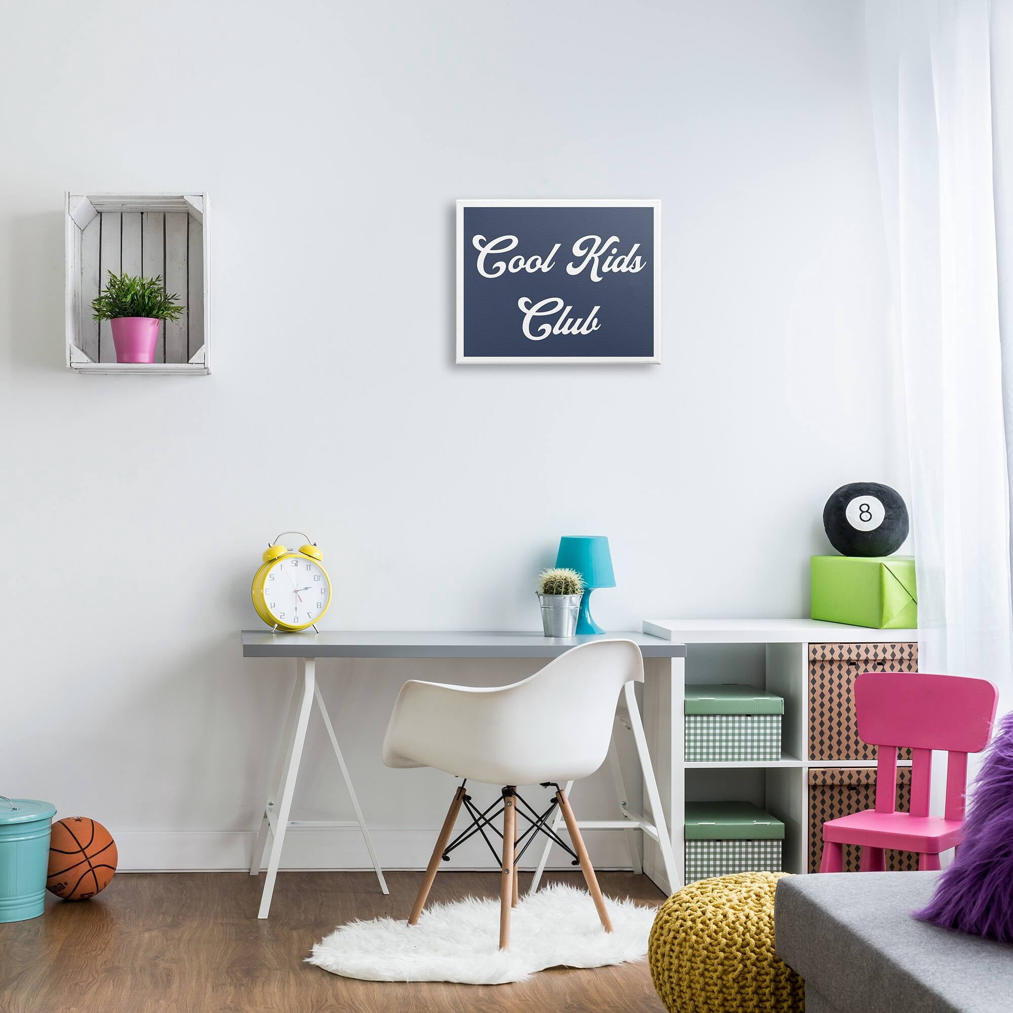 Stupell Industries Cool Kids Club Blue Phrase Inspirational Painting Gallery Wrapped Canvas Print Wall Art
