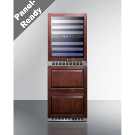 24  wide combination built-in/freestanding upright dual zone wine cellar and 2-drawer refrigerator  panel-ready front