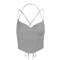 thumbnail image 3 of KOMOO Women Lace Corset Crop Tops Spaghetti Straps Camisole Tie Push Up Bustiers Corsets, 3 of 4