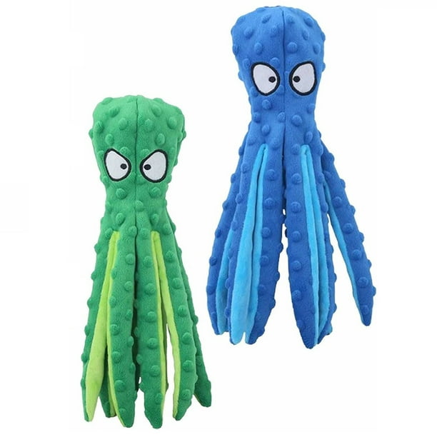 2pcs Octopus Perro Interactive Toy Plush Puzzle Chew () Blue Green