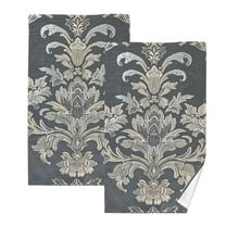 Retro Floral Hand Towels Cotton Bath Towels Large Face Towels Absorbent for Bathroom 2 Packs