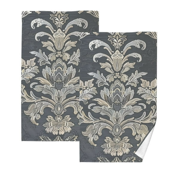 Retro Floral Hand Towels Cotton Bath Towels Large Face Towels Absorbent for Bathroom 2 Packs