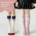 thumbnail image 2 of Baywell 1 Pairs Girls Knee High Socks 3-12 Years Little Big Girls Cotton Calf Socks Ribbed Knit School Uniform Socks Striped Tube Socks Sports Soccer Socks for Child, 2 of 5
