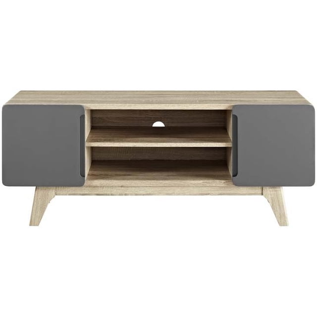 Modway Tread Mid-Century Modern 47 Inch TV Stand in Natural Gray