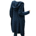 thumbnail image 4 of Langwyqu Autumn Winter Women Knit Long Hooded Cardigan Sweater With Pocket, 4 of 5