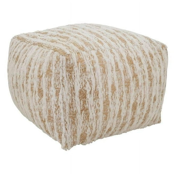 Saro Lifestyle Faux Fur Pouf With Foil Print Design Gold