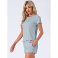 thumbnail image 3 of DARING DIVA Ribbed Knit Pajama Set Soft Short Sleeve Top XL Blue, 3 of 7