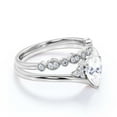 thumbnail image 2 of Gorgeous Minimalist 1.75 Carat Pear Cut Diamond Moissanite Unique Engagement Ring, Affordable Wedding Ring, One Matching Band in 925 Sterling Silver With 18k White Gold Plating Gift For Her Love, 2 of 3