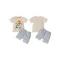 thumbnail image 2 of BemeyourBBs 2Pcs Toddler Baby Boy Birthday Outfits 1 2 3 4 Years Old Birthday Summer Clothes Party Animal Short Sleeve Letter Print T-Shirt Shorts Set, 2 of 9