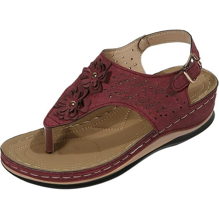 

Sandals for Women Women s Dressy Hollow Platform Pinch Toe Flat Casual Summer Beach Flip Flops Sandals Shoes
