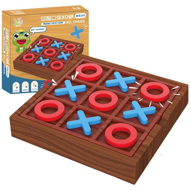 Wooden Solitaire Board Game Tabletop Games for Kids Tick Tac Toe