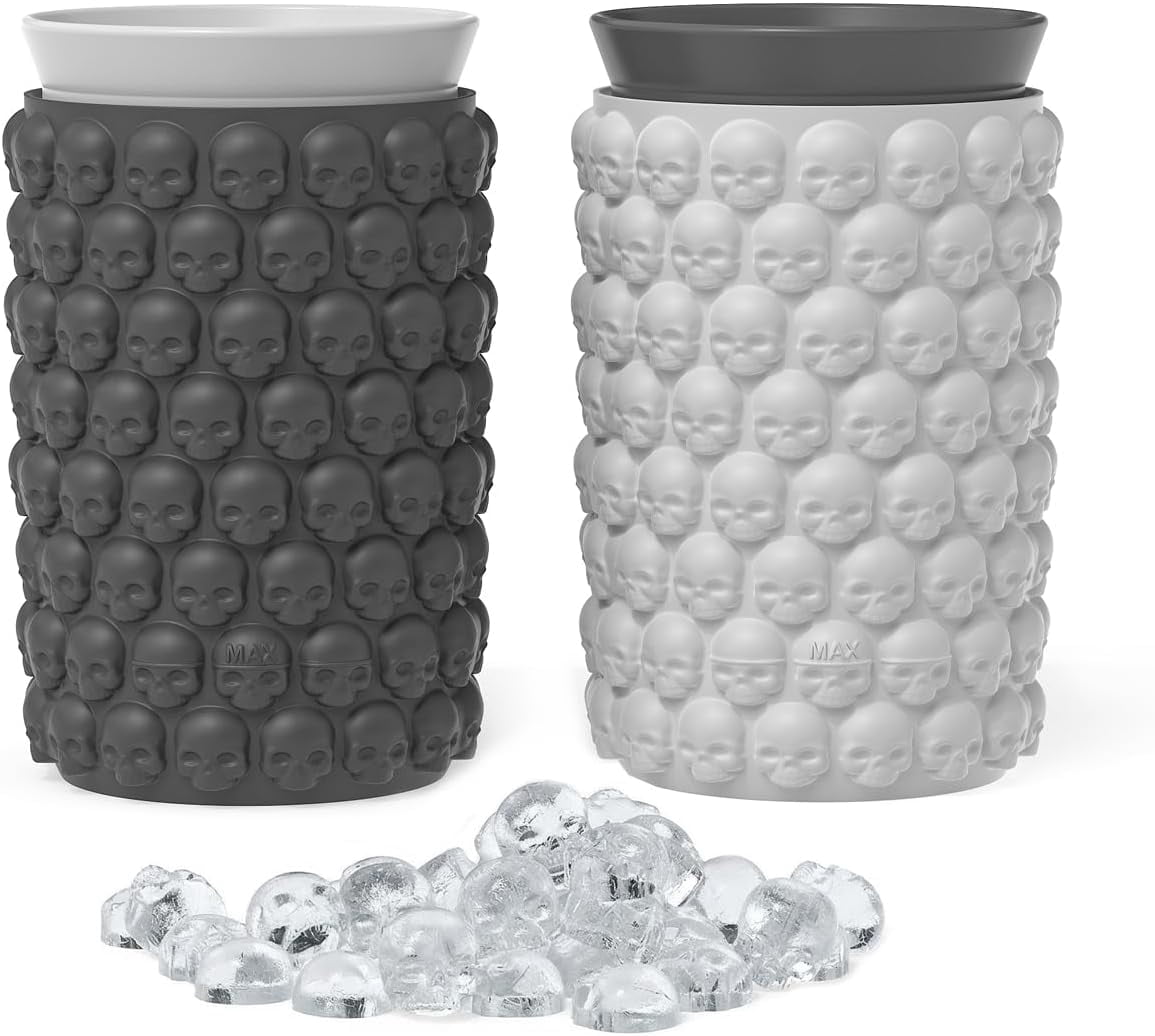 Festive Halloween Drink Ice Mold Unique Skull Shaped Silicone Ice Cube Maker Set