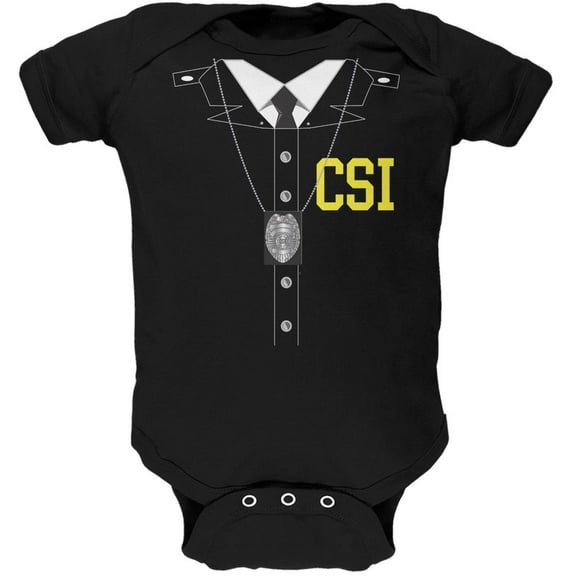 Halloween Crime Scene Investigator Costume Black Soft Baby One Piece - 3-6 months