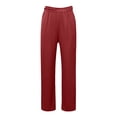 thumbnail image 5 of Glisme Pants For Women Solid Color Elastic Waist With Pockets And Drawstring Summer Quick Dry Women Wide Leg Trousers Size L Red, 5 of 5