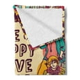 thumbnail image 2 of Saying Soft Flannel Fleece Throw Blanket, Group People Illustration Be Happy Love People Live in Peace Phrase, Cozy Plush for Indoor and Outdoor Use, 70" x 90", Multicolor, by Ambesonne, 2 of 5
