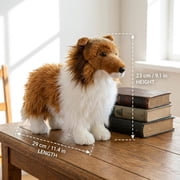 MAOWO Planet Realistic Standing Shetland Sheepdog Plush Toy, Sable and White Stuffed Sheltie Dog, 11.4 Inches