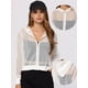 thumbnail image 2 of Chaqueta con capucha para mujer con cremallera de manga larga de malla pura chaquetas de bombardero blanco M, 2 of 6