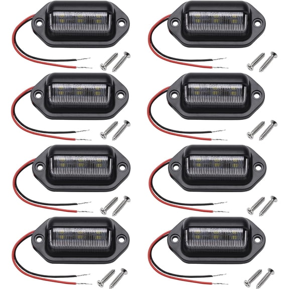 8PCS Xenon White LED License Plate Light, 12V-24V DC Waterproof 6-SMD License Plate Lamp Taillight, For Truck SUV Trailer Van RV Boats as Step Courtesy Light, Dome/Cargo Lights or Under Hood Light