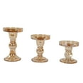 thumbnail image 6 of Efavormart Set of 3 Amber Gold Premium Glass Pillar Candle Holders with Round Candle Tray, Crystal Ball Stem Taper Candlestick Stands Tea Light Holders with Stable Base - 3.5",4.5",5.5", 6 of 10