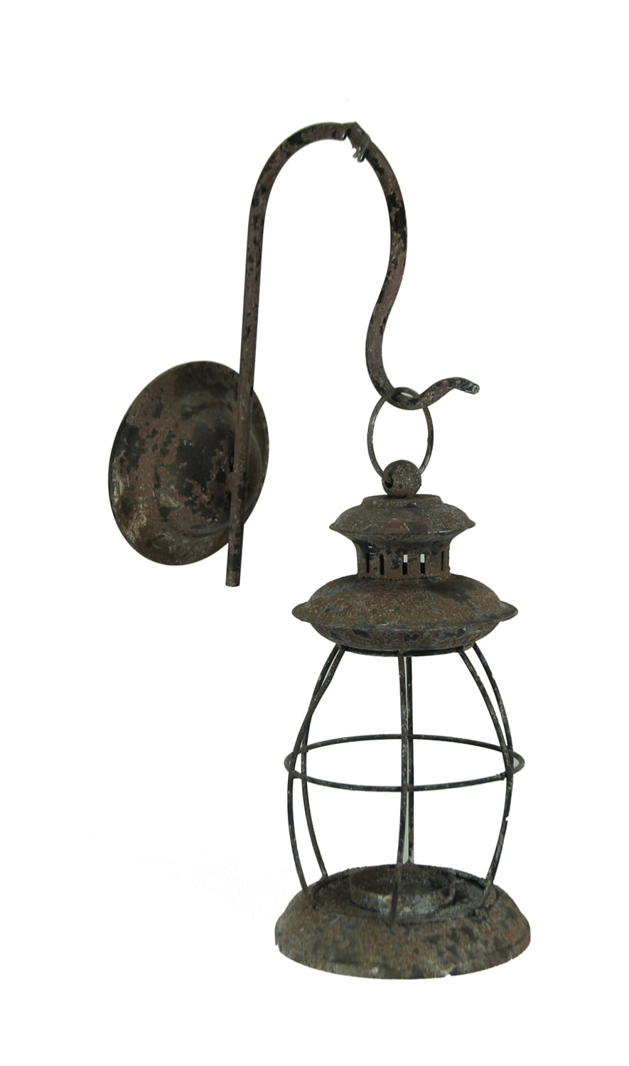 Distressed Metal Vintage Lantern Wall Mounted Candle Sconce