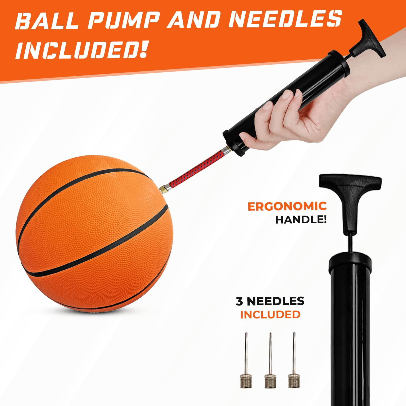 Biggz Mini Rubber Basketball 5in (6 Pack) with (1) Ball Hand Pump