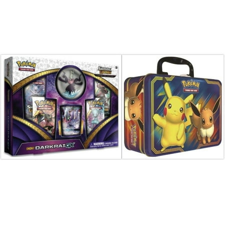 Chess Tin - Pokemon Fall 2018 Pikachu and Eevee Collector Chest Tin and Shining Legends Darkrai Collection Box Bundle, 1 of Each