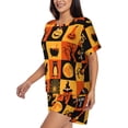thumbnail image 2 of Bingfone Halloween Banner Symbols Print Pajamas Sets for Women Soft Short-Sleeved Pjs with Lounge Shorts Two Piece Sleepwear, 2 of 8
