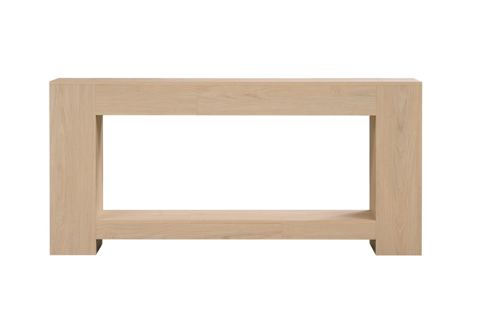 AENKYO 63" Farmhouse Console Table with Storage Shelf, Extra Long 2-Tier Sofa Table for Entryway, Light Oak