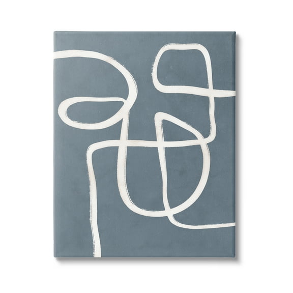 Stupell Industries Round White Squiggles Contemporary Abstract Design Graphic Art Gallery Wrapped Canvas Print Wall Art, Design by Nina Blue