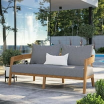 Modway Brisbane Teak Wood Outdoor Patio Loveseat in Natural Gray