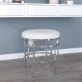 thumbnail image 2 of Hillsdale Dessa 18" Faux Leather & Metal Vanity Stool in White/Silver Chrome, 2 of 16