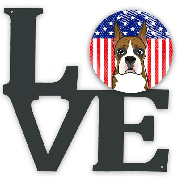 Carolines Treasures BB2153WALV American Flag and Boxer Metal Wall Artwork LOVE 12X12 multicolor