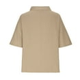thumbnail image 5 of up to 60% off Gifts Usmixi Shirts for Women Plus Size Breathable Cotton Linen Vintage Pullover Tops Tees Summer Trendy Solid Elbow-Length Crewneck Ladies Blouses Khaki XXL, 5 of 6