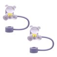 thumbnail image 2 of KGJQ 2Pcs Silicone Straw Cap 10mm Inner Diameter Bear Design Straw Cover Dust-Proof Straw Protector for Cups And Bottles Reusable Drink Lid Stopper, 2 of 8