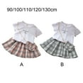 thumbnail image 3 of Sonducket Camiseta de manga corta de verano para niña, conjunto de con cintura elástica, fiesta de viaje, banquete, evento, niños, Tops, conjuntos de ropa Gris 100cm, 3 of 6