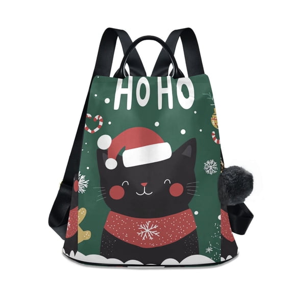 FORMRS Women's Travel Backpack Purse Anti-Theft Hidden Pockets Casual Shoulder Bag, Christmas Cat