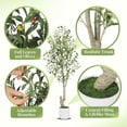 thumbnail image 4 of 6ft (72in) de altura faux olive tree con blanca planter y green fake moss para home, oficina, sala de estar, dormitorio, stairs, y foyer decor, 4 of 7