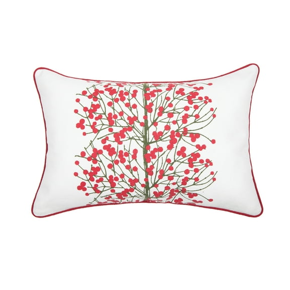Berries Tree Printed Christmas Throw Pillow, 13" x 20"