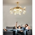thumbnail image 4 of FINE MAKER 42" Luxury Gold 8-Lights LED Crystal Chandelier Retractable Ceiling Fan Lamp w/Remote Control, 4 of 12