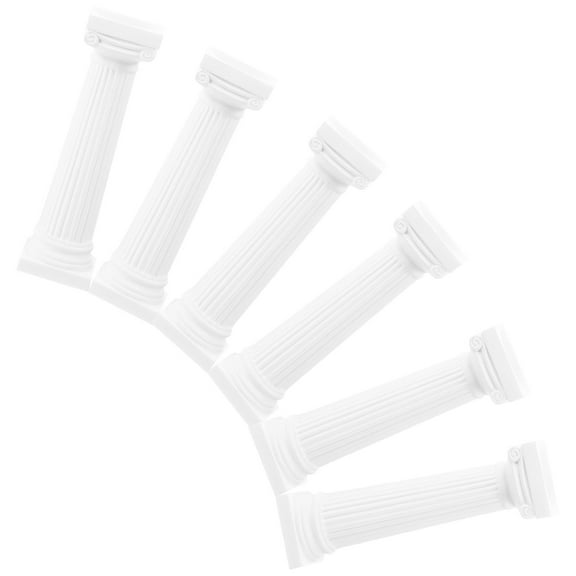 6-Pack White Plastic Roman Pillar Decor for Home, Garden, and Event Decoration, Small Compact Size