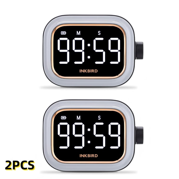 2pcs  IDT-02 Digital Cooking Timer Large Backlit LCD Display Magnetic Rechargeable Adjustable Alarm Timers