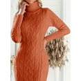 thumbnail image 5 of Autumn Winter Womens Long Sleeve Turtleneck Sweater Dresses Knitted Bodycon Midi Sheath Jumper Dresses, 5 of 6