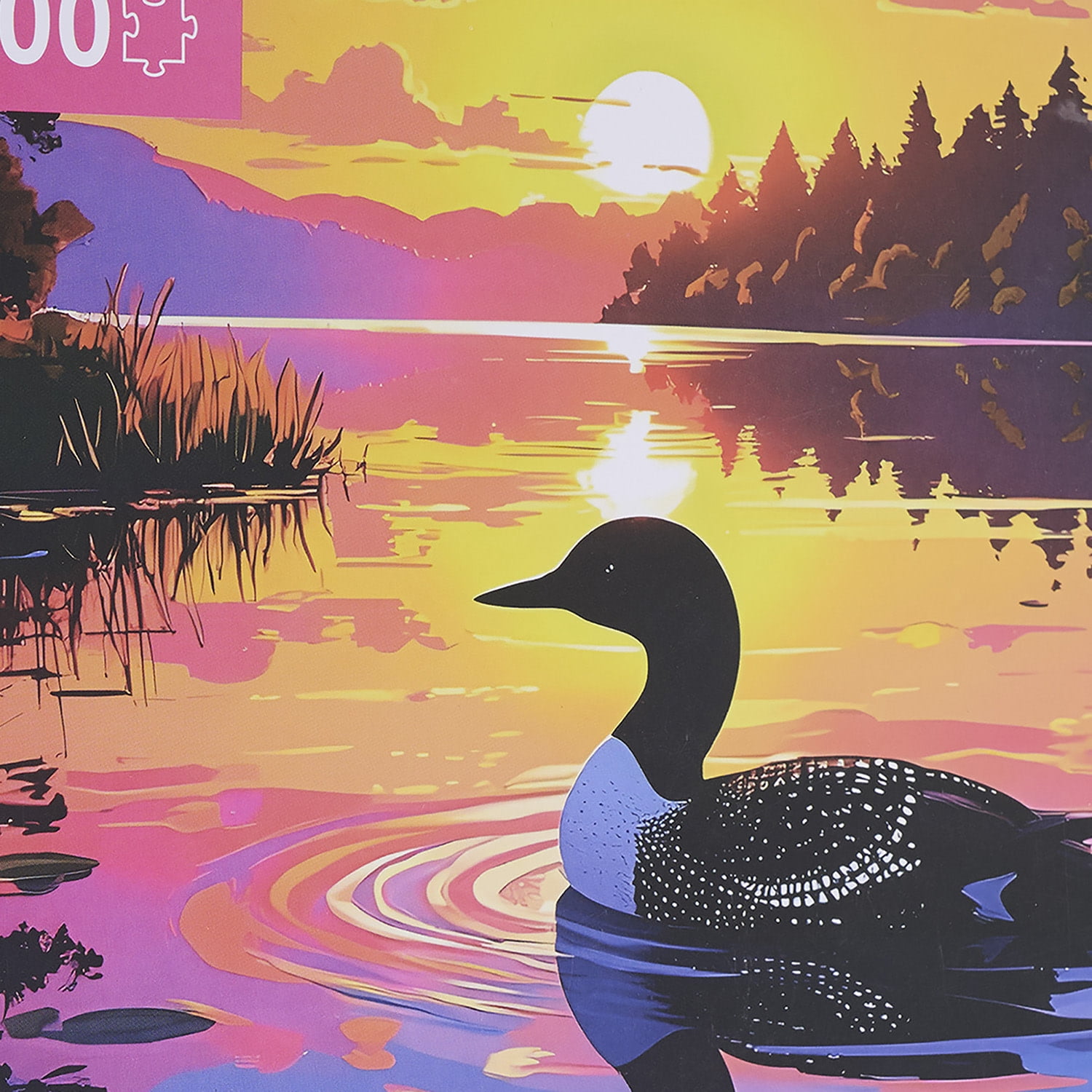Brea Reese: 1000 Piece Puzzle - Loon - Bird & Lake Sunset Landscape Scene, Adult Jigsaw, Soft-Touch, Snap-Fit, Image Reference Poster, 19.25 x 26.75"