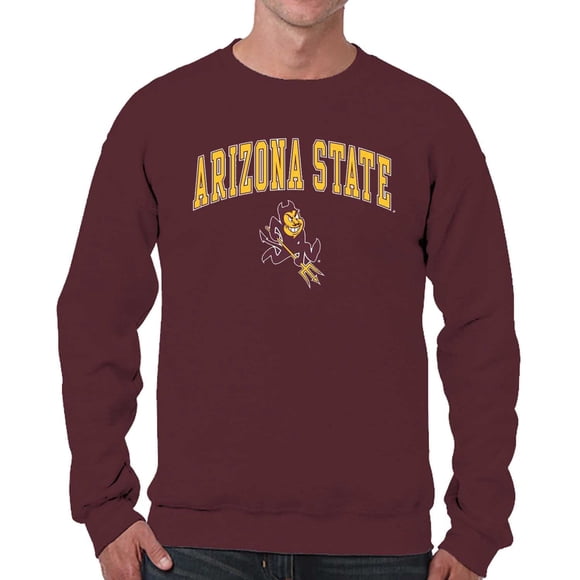 Campus Colors Chandail en Molleton Adulte Arc & Logo Style Doux Jour de Match Col Rond (Arizona State Sun Devils - Marron, Moyen)