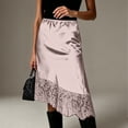 thumbnail image 4 of Jane Wardrobe Elastic Waist Satin Asymmetrical Midi Skirt Women Floral Lace Hem Layered Glossy Acetate Skirt 1PC S-L Plus Size Friendly, 4 of 5