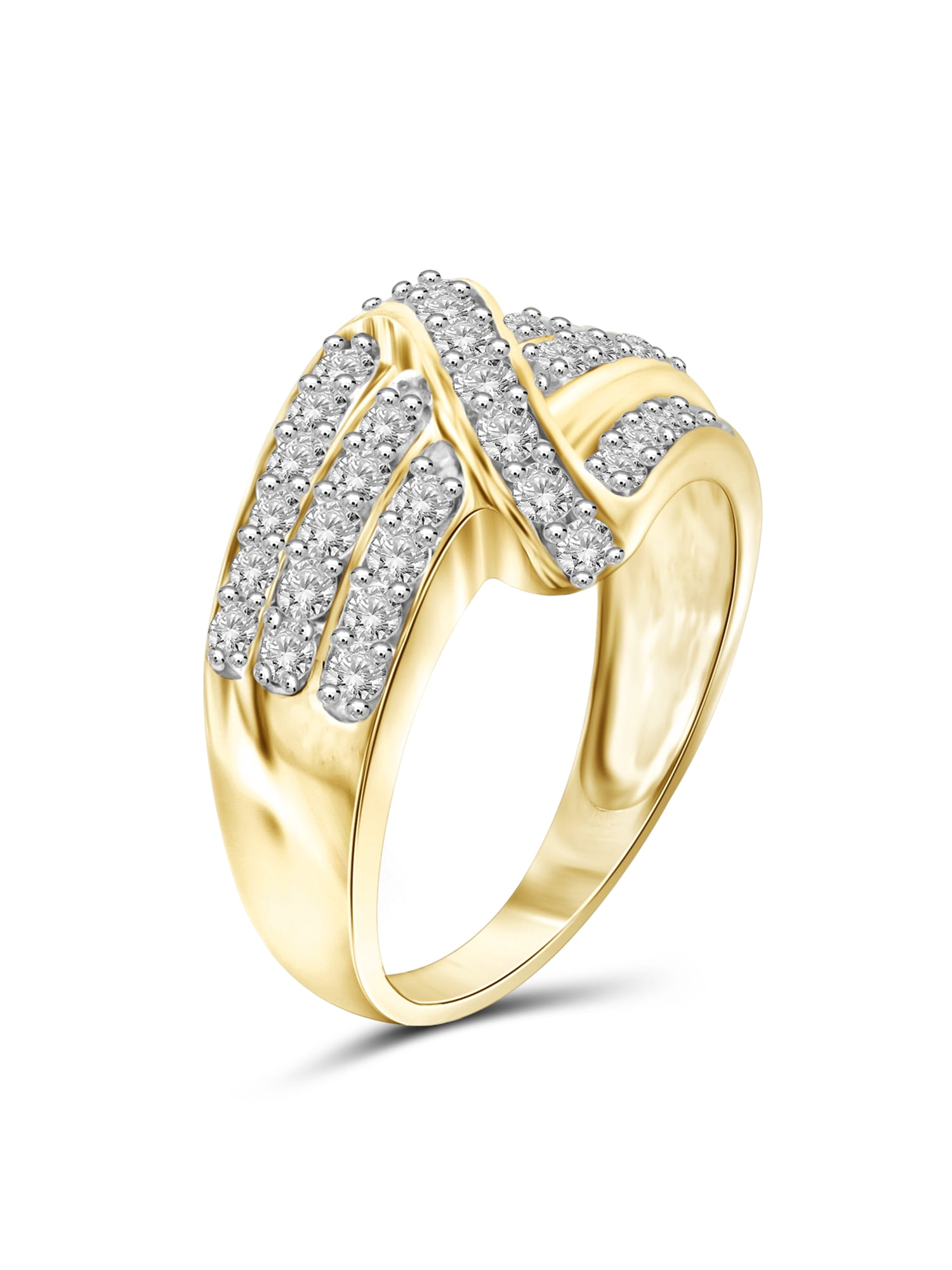 JewelersClub 14K Gold Plated Silver 1.00 Carat White diamond Ring for Women | Diamonds for Everyday Womens Wear