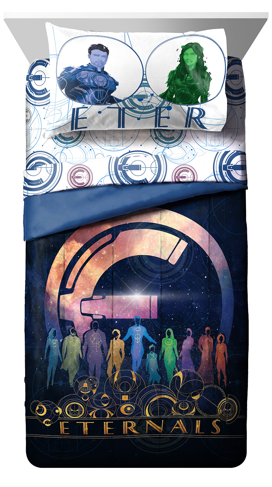 Marvel Eternals Space Force 7-Piece Full Size Kids Bed Set – Superhero Bedding for Young Fans