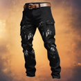 thumbnail image 2 of CONZONE Mens Baggy Cargo Pants Wide Leg Pants for Men Trendy Buttons Viking Mythology Graphic Y2K Soft Casual Joggers With Pocket, 2 of 4