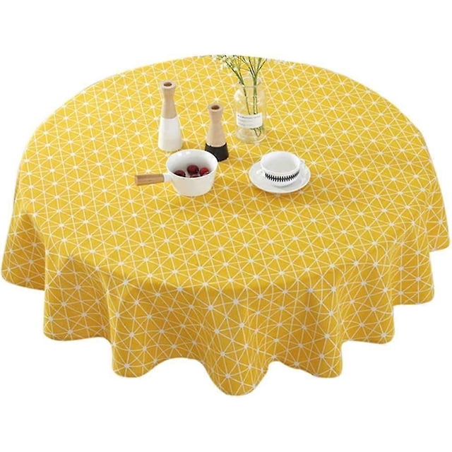 Table Cloth, Round Stripe Cotton Line Table Cover Nordic Twill Floral Tablecloth Washable Dining Decorative